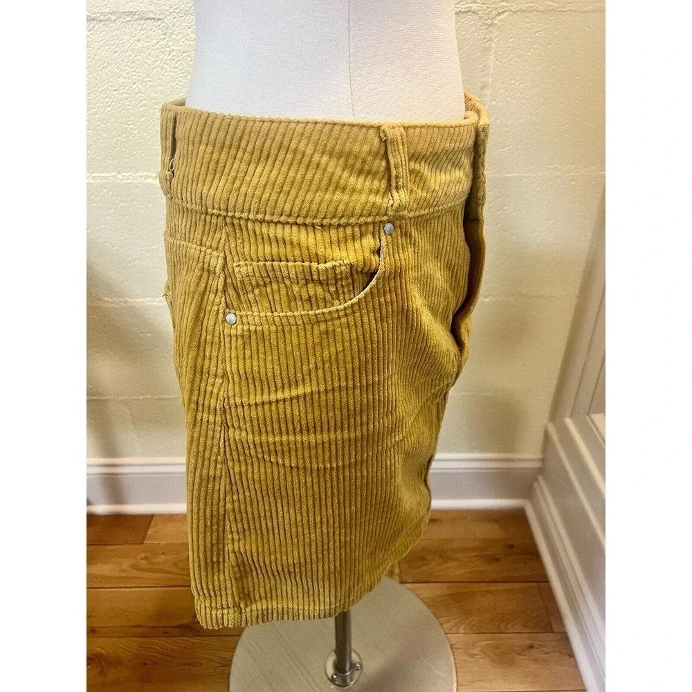 Mustard Yellow‎ Pacsun Corduroy Mid Skirt Size 28 100% Cotton